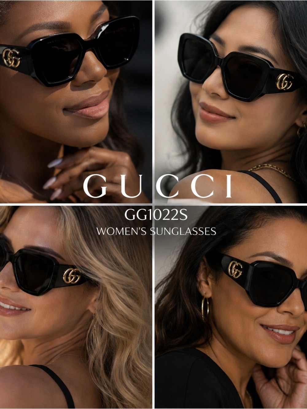 Authentic Gucci GG1022S Black Women's Sunglasses